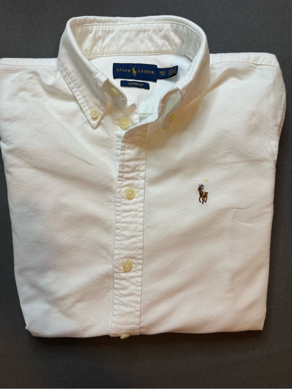 Ralph Lauren Men's Custom Fit Button-Down Shirt | White | 100% Cotton | Size XS